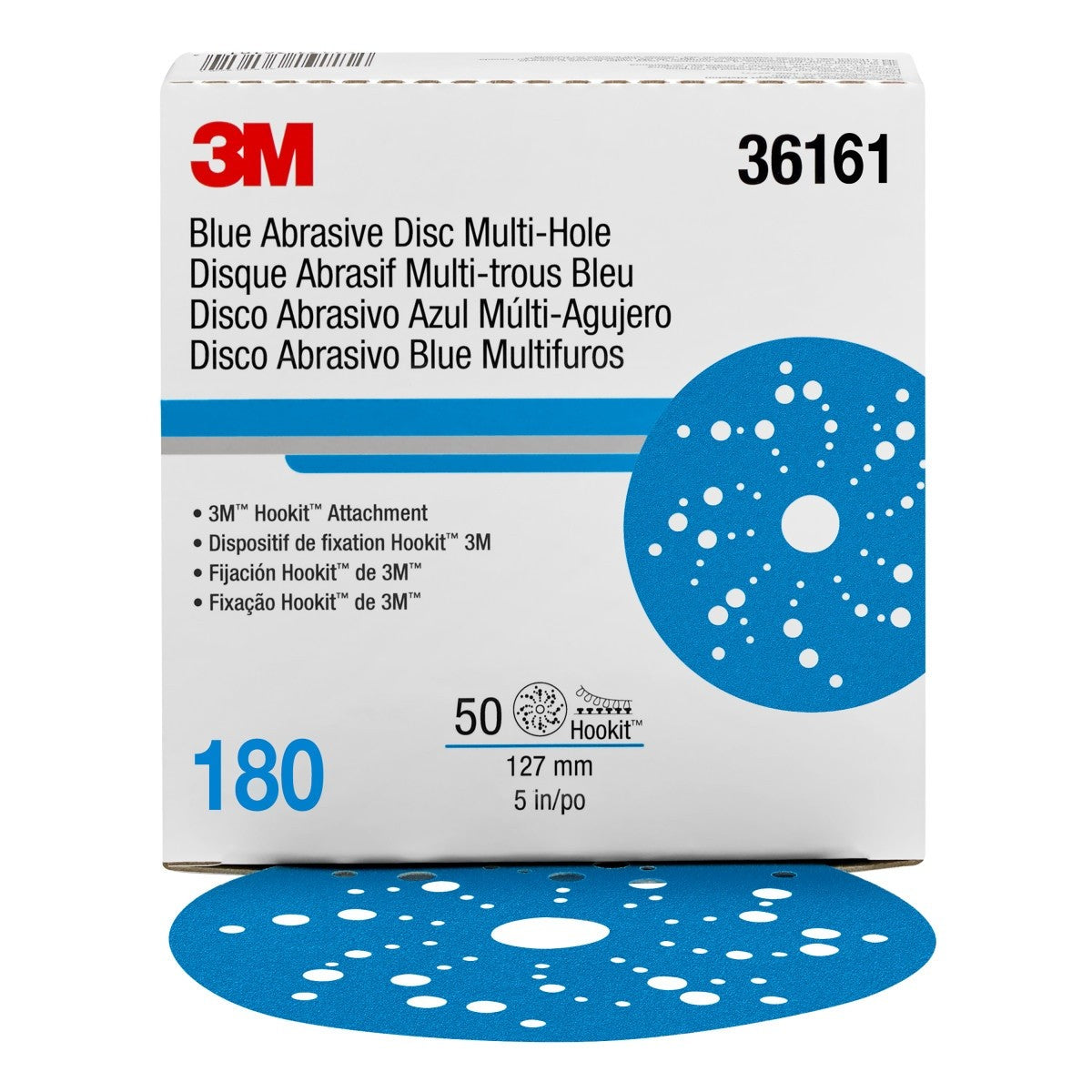 3M 321U 36161 Hookit Blue Abrasive Disc, Multi-hole, 5 in, 180 Grit (7100090978) (200 Pack) - 3