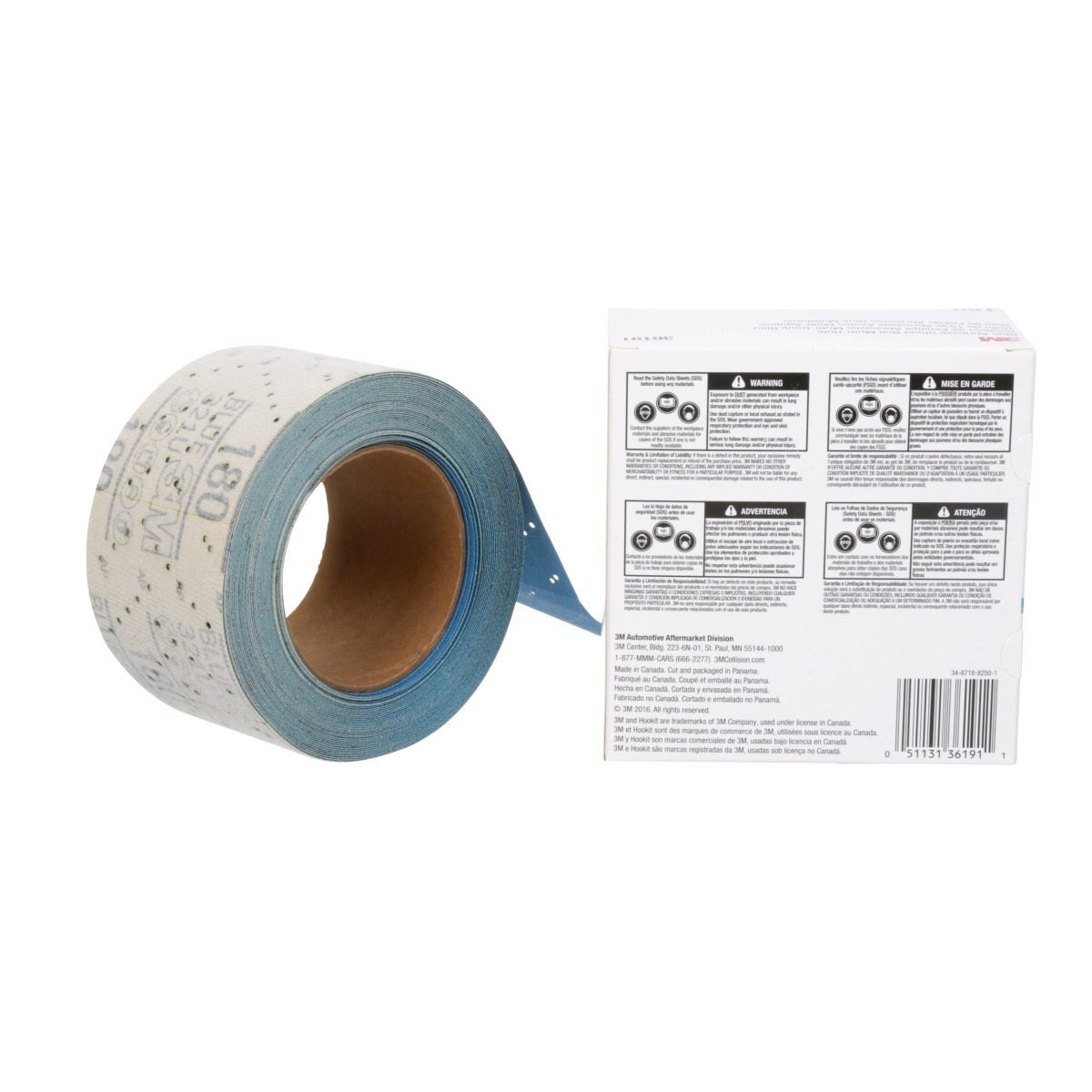 3M 321U Hookit Blue Abrasive Sheet Roll, Multi-Hole, 2.75 in x 13 yd, 180 Grit (36191) (7100091070) (4 Pack) - 3