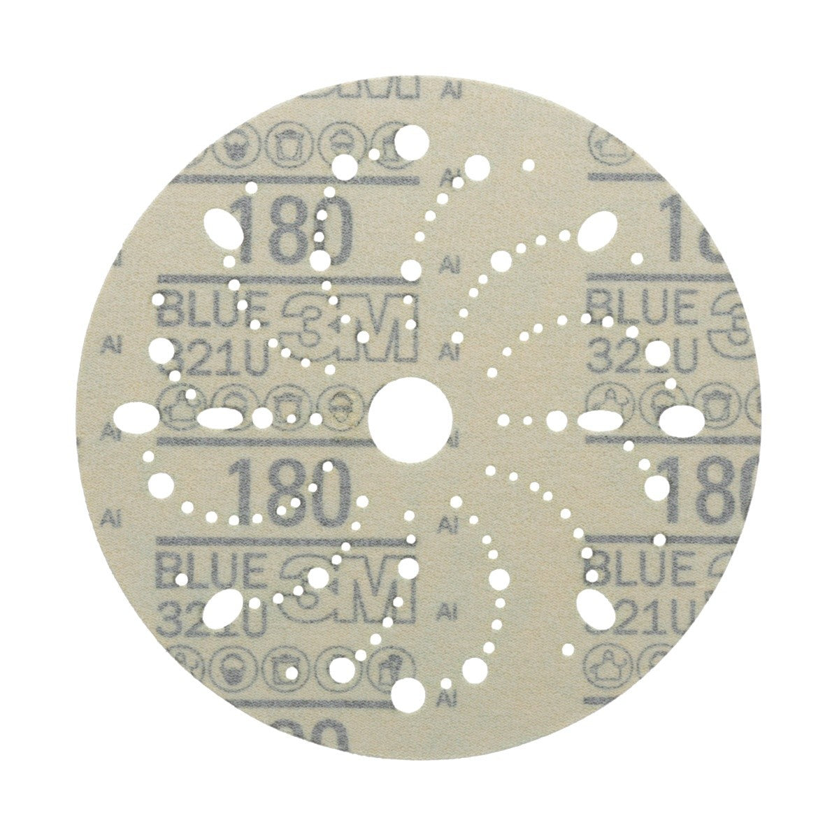 3M 321U 36176 Hookit Blue Abrasive Disc, Multi-Hole, 6 in, 180 Grade (7100091094) (200 Pack) - 2