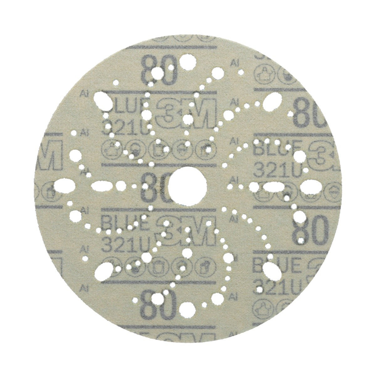 3M 321U 36172 Hookit Blue Abrasive Disc, Multi-Hole, 6 in, 80 Grade (7100091244) (200 Pack) - 2