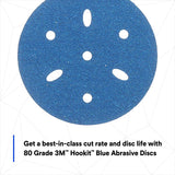 3M 321U 36142 Hookit Blue Abrasive Disc, Multi-hole, 3 in, 80 Grit (7100091341) (200 Pack) - 10