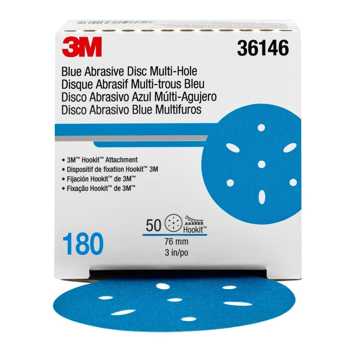 3M 321U 36146 Hookit Blue Abrasive Disc, Multi-hole, 3 in, 180 Grade (7100091344) (200 Pack) - 2