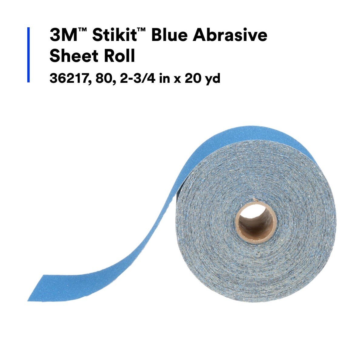 3M 321U 36217 Stikit Blue Abrasive Sheet Roll, 80 Grit, No Hole, 2-3/4 in x 20 yd (7100098207) - 5