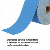 3M 321U Blue Abrasive Stikit Sheet Roll, 80 Grit, No Hole, 2.75 in x 20 yd (36217) (7100098207) (5 Pack) - 7