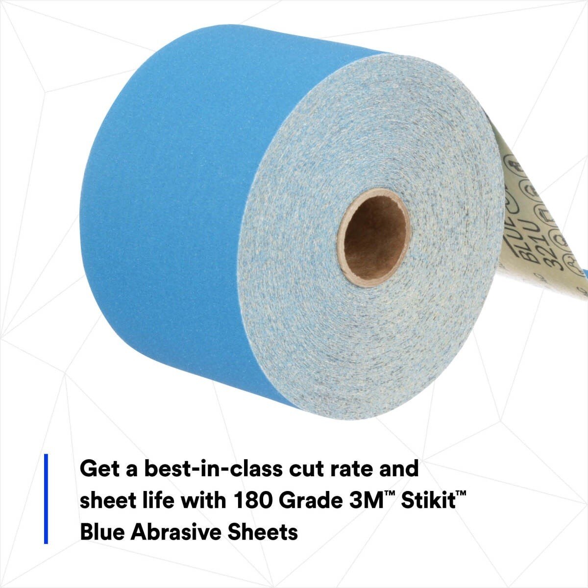 3M 321U Stikit Blue Abrasive Sheet Roll, No Hole, 180 Grade, 2-3/4 in x 30 yd (36221) (7100098556) (5 Pack) - 7