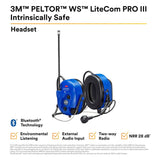 3M MT73H7B4D10NA-50 PELTOR WS LiteCom PRO III Headset, Intrinsically Safe, Neckband, Professional Grade Durability, Wireless Two-Way Communication Radio, Bluetooth, Boom Microphone, Royal Blue, MT73H7B4D10N-50 (7100099584) - 2