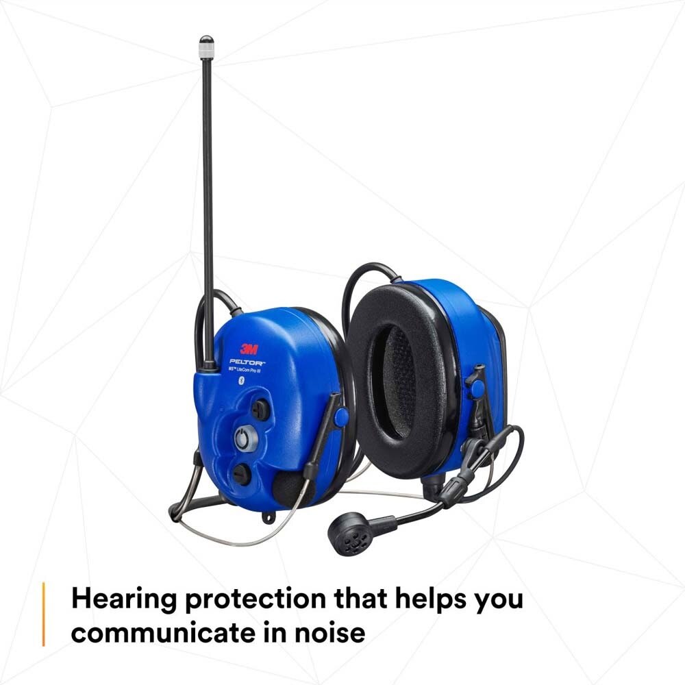 3M 7100099584 PELTOR WS LiteCom PRO III Headset, Intrinsically Safe, Neckband, Professional Grade Durability, Wireless Two-Way Communication Radio, Bluetooth, Boom Microphone, Royal Blue, MT73H7B4D10N-50 - 7