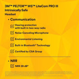 3M 7100099584 PELTOR WS LiteCom PRO III Headset, Intrinsically Safe, Neckband, Professional Grade Durability, Wireless Two-Way Communication Radio, Bluetooth, Boom Microphone, Royal Blue, MT73H7B4D10N-50 - 8