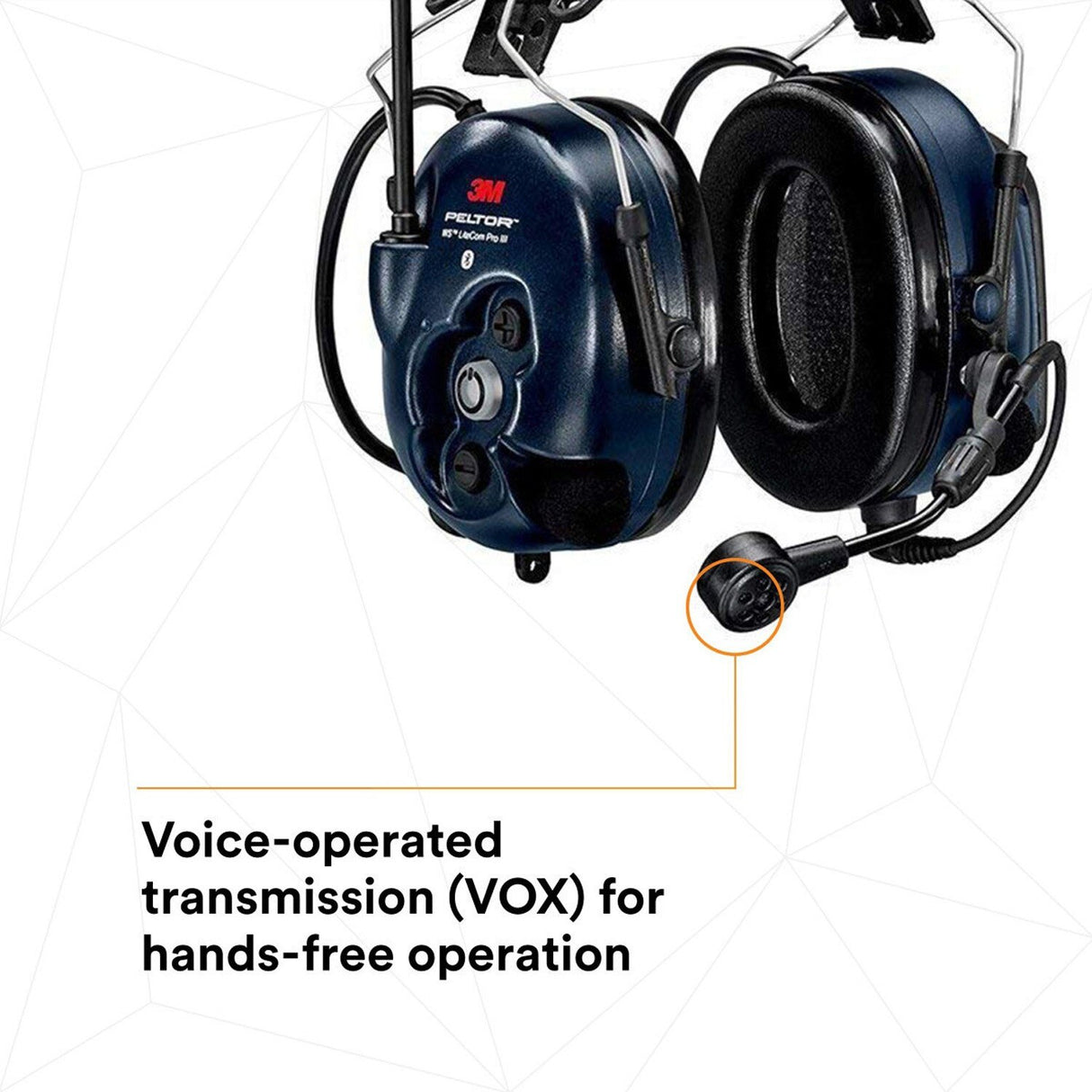 3M MT73H7P3E4D10NA PELTOR WS LiteCom PRO III Headset, Hard Hat Attached, Professional Grade Durability, Wireless Two-Way Communication Radio, Bluetooth, Boom Microphone, Navy Blue, MT73H7P3E4D10 (7100099586) - 4