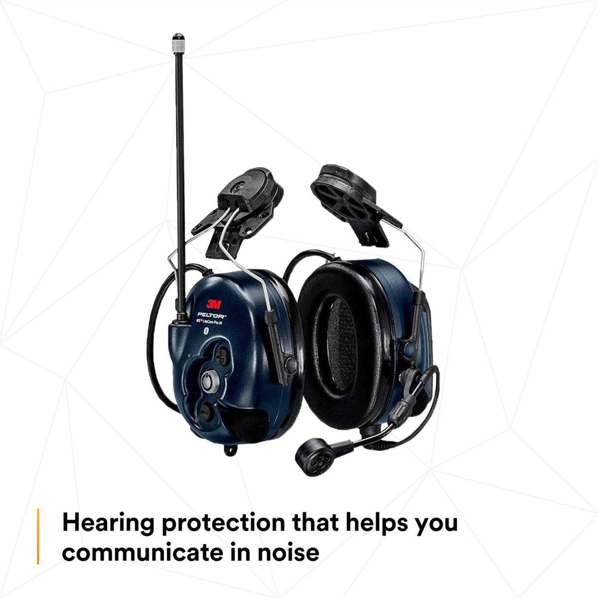 3M MT73H7P3E4D10NA PELTOR WS LiteCom PRO III Headset, Hard Hat Attached, Professional Grade Durability, Wireless Two-Way Communication Radio, Bluetooth, Boom Microphone, Navy Blue, MT73H7P3E4D10 (7100099586) - 7