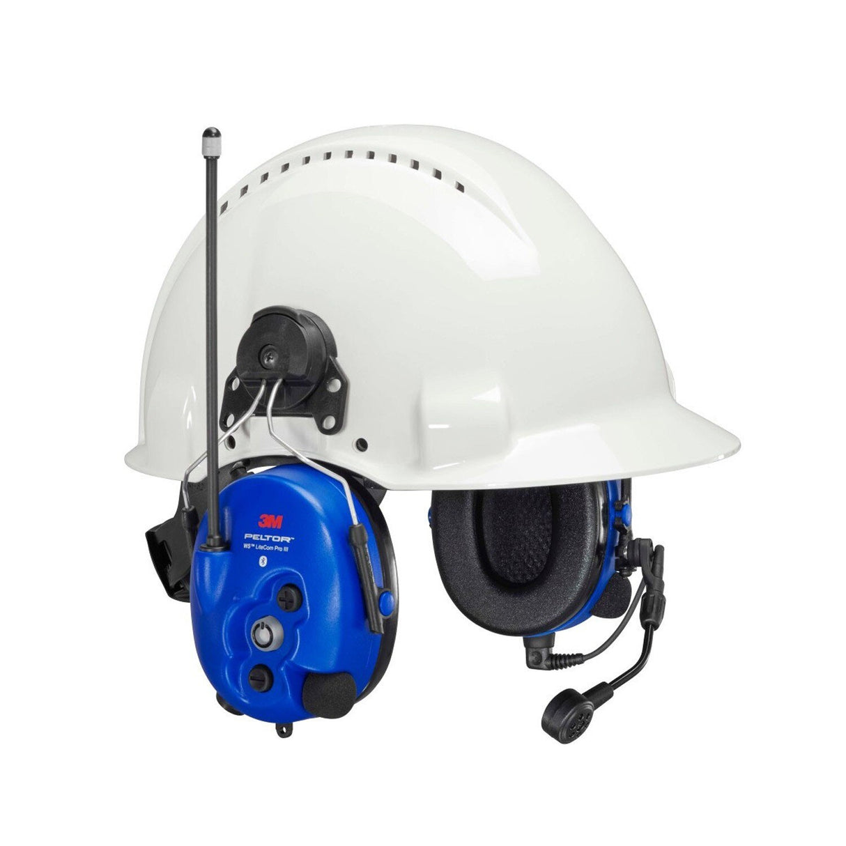3M MT73H7P3E4D10NA-50 PELTOR WS LiteCom PRO III Headset, Intrinsically Safe, Hard Hat Attached, Professional Grade Durability, Wireless Two-Way Communication Radio, Bluetooth, Boom Microphone, Blue, (7100099785)