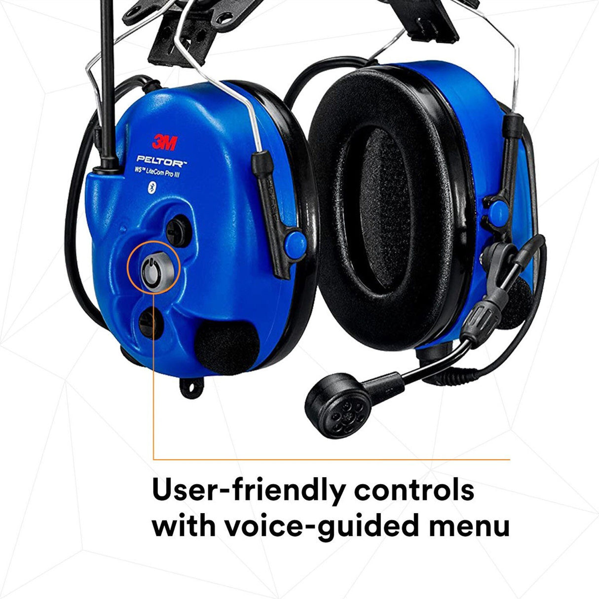 3M MT73H7P3E4D10NA-50 PELTOR WS LiteCom PRO III Headset, Intrinsically Safe, Hard Hat Attached, Professional Grade Durability, Wireless Two-Way Communication Radio, Bluetooth, Boom Microphone, Blue, (7100099785) - 2