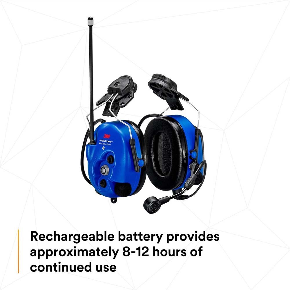 3M 7100099785 PELTOR WS LiteCom PRO III Headset, Intrinsically Safe, Hard Hat Attached, Professional Grade Durability, Wireless Two-Way Communication Radio, Bluetooth, Boom Microphone, Blue, MT73H7P3E4D10NA-50 - 2