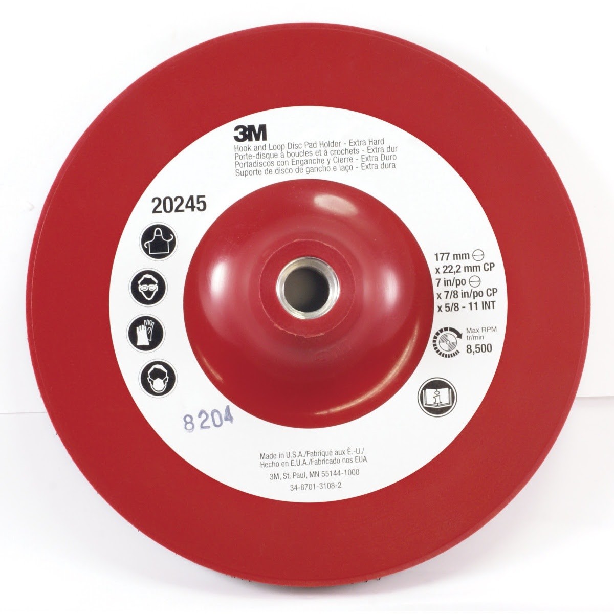 3M 9145CP Hook and Loop Disc Pad Holder, 4-1/2 in x 7/8 in Center Post 5/8 in-11 Internal (7100101156) (10 Pack)