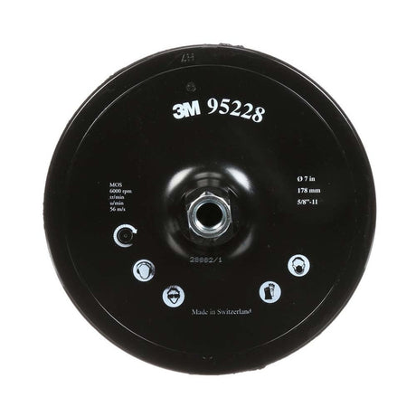 3M 7100101200 Hook and Loop Disc Pad Holder 917CP, 7 in x 7/8 in Center Post 5/8-11 Internal