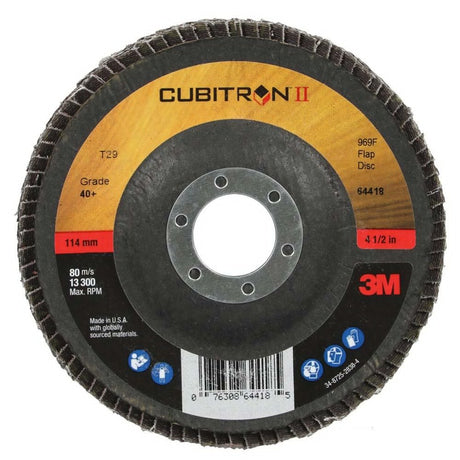 3M 969F Cubitron II Flap Disc , 40+, T29, 4-1/2 in x 7/8 in, Giant (7100104899)