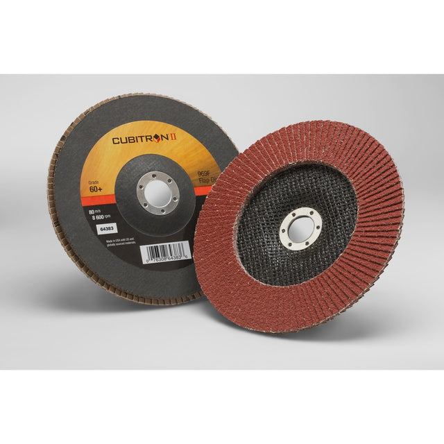 3M 969F Cubitron II Flap Disc, T27, 60 Plus, Maroon, 7 in x 7/8 in (7100104948) (5 Pack)