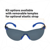 3M S1102SGAF-KT Solus 1000-Series Safety Glasses Kit with Foam Gasket and Elastic Strap, Gray Anti-Fog Lens, Blue Black Frame (7100105846) (20 Pack) - 4