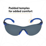 3M S1102SGAF-KT Solus 1000-Series Safety Glasses Kit with Foam Gasket and Elastic Strap, Gray Anti-Fog Lens, Blue Black Frame (7100105846) (20 Pack) - 5