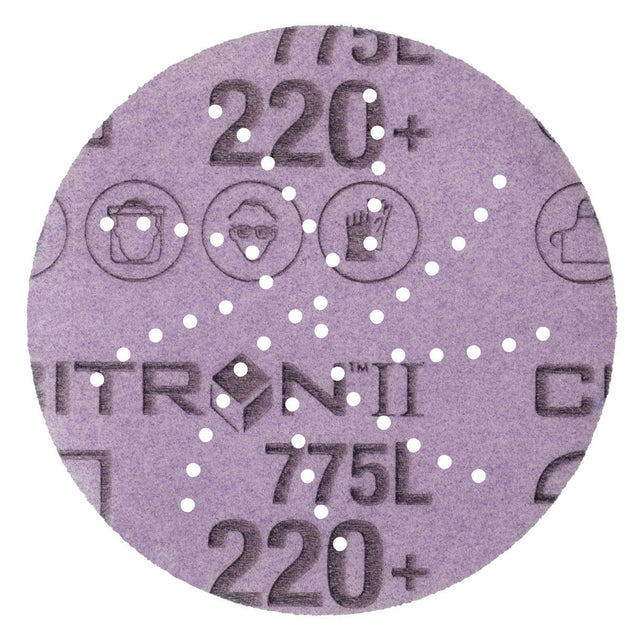 3M 775L Cubitron II Hookit Film Disc, 220+, Purple, 3 in, 300DS, 53-Hole (7100106716) (250 Pack)