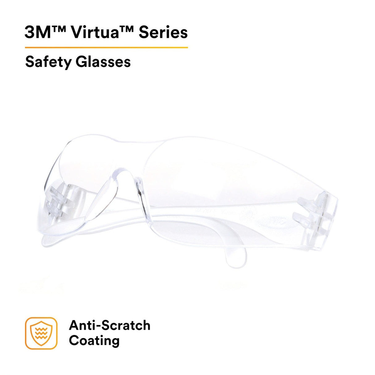 3M 62099 Virtua Safety Glasses Clear Hard Coat Lens Clear Frame Anti-Scratch Wraparound Lightweight (7100109223) (1 Pair) (20 Pack) - 4