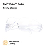 3M 62099 Virtua Safety Glasses Clear Hard Coat Lens Clear Frame Anti-Scratch Wraparound Lightweight (7100109223) (1 Pair) (20 Pack) - 4