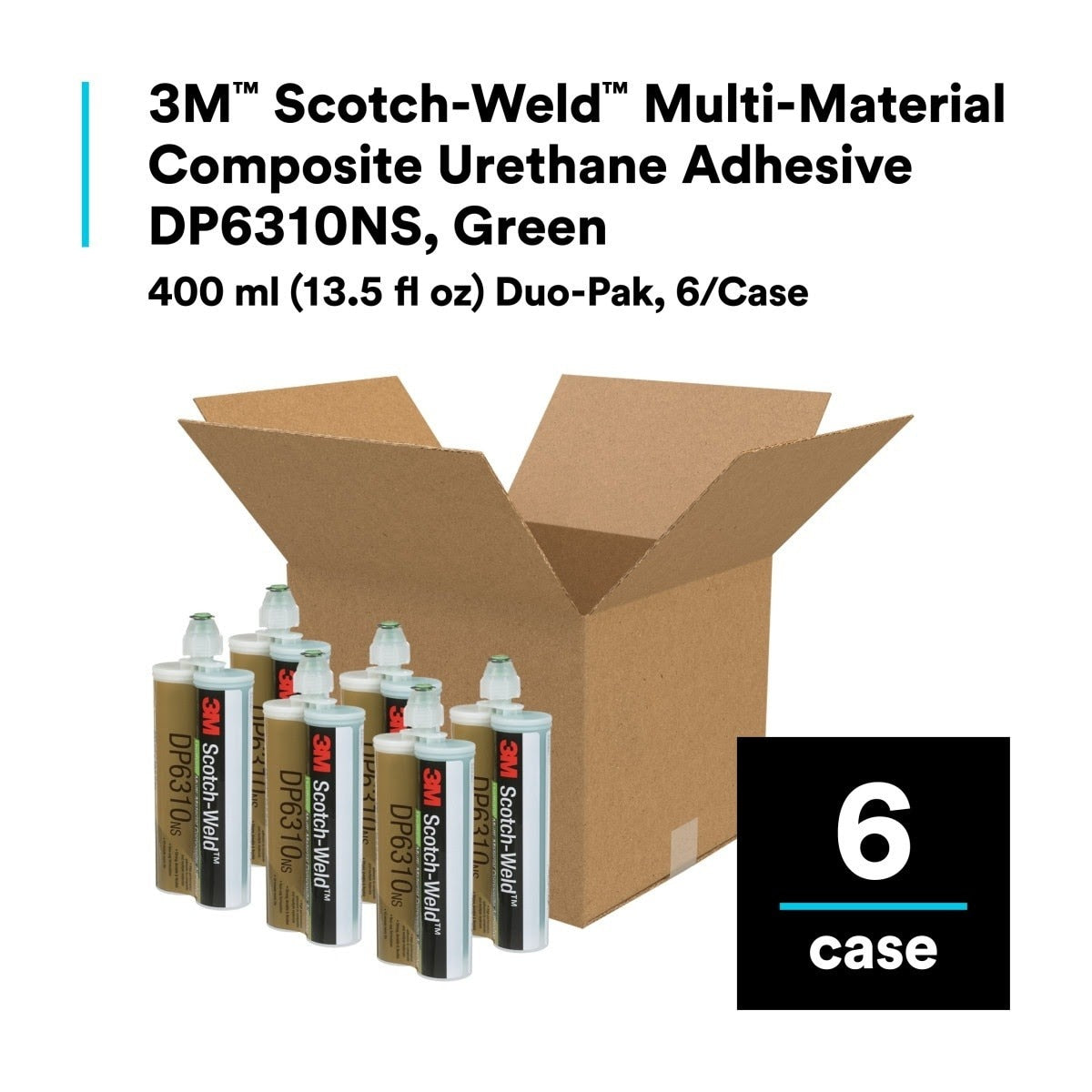3M DP6310NS Scotch-Weld Multi-Material Composite Urethane Adhesive, Green, 400 mL Duo-Pak (7100109830) (6 Pack) - 9