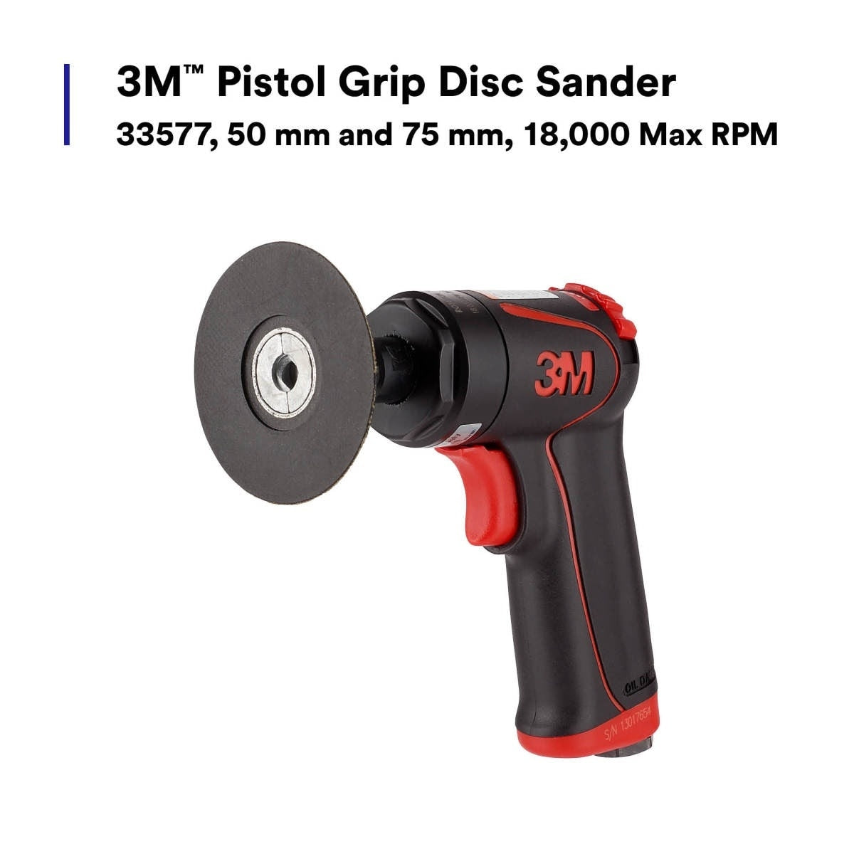 3M 33577 Pistol Grip Disc Sanders for Body Repair, 50 mm and 75 mm, 18,000 Max RPM (7100110951)