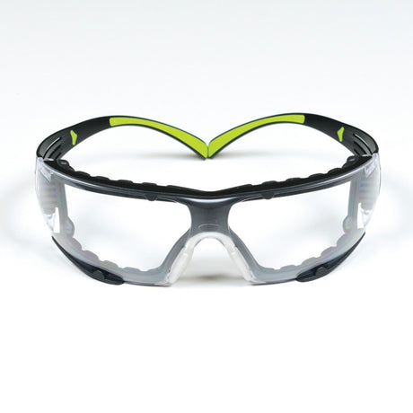 3M SF401AF-FM SecureFit 400 Safety Glasses, Clear Anti-Fog Anti-Scratch Polycarbonate Lens, Green/Black Frame, Foam Gasket, Z87 UV Protection (7100112131) (1 Pair) (20 Pack)
