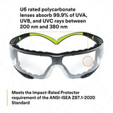 3M SF401AF-FM SecureFit 400 Safety Glasses, Clear Anti-Fog Anti-Scratch Polycarbonate Lens, Green/Black Frame, Foam Gasket, Z87 UV Protection (7100112131) (1 Pair) (20 Pack) - 7