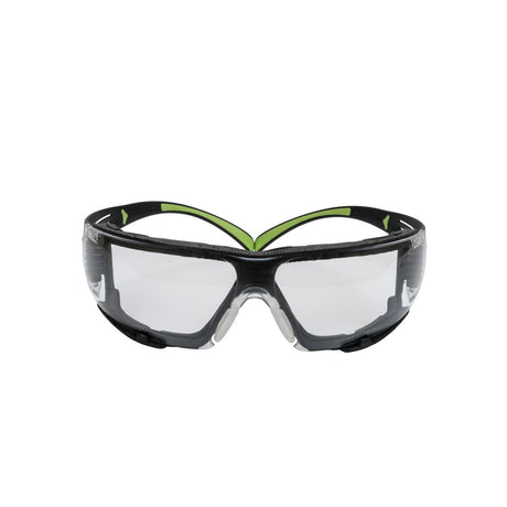 3M SF410AS-FM SecureFit Safety Glasses, Indoor/Outdoor Mirror Anti-Scratch Lens, Green/Black Frame, Removable Foam Gasket, ANSI Z87 UV Protection (7100112223) (20 Pack)