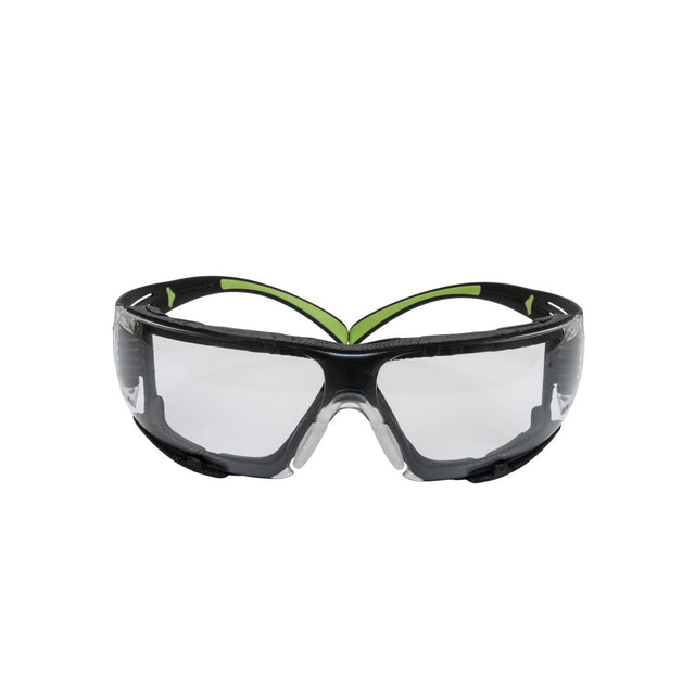 3M SF410AS-FM SecureFit Safety Glasses, Indoor/Outdoor Mirror Anti-Scratch Lens, Green/Black Frame, Removable Foam Gasket, ANSI Z87 UV Protection (7100112223) (20 Pack)