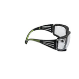 3M SF410AS-FM SecureFit Safety Glasses, Indoor/Outdoor Mirror Anti-Scratch Lens, Green/Black Frame, Removable Foam Gasket, ANSI Z87 UV Protection (7100112223) (20 Pack) - 3