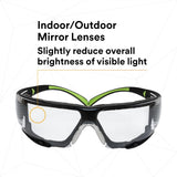 3M SF410AS-FM SecureFit Safety Glasses, Indoor/Outdoor Mirror Anti-Scratch Lens, Green/Black Frame, Removable Foam Gasket, ANSI Z87 UV Protection (7100112223) (20 Pack) - 5