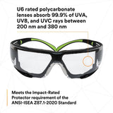 3M SF410AS-FM SecureFit Safety Glasses, Indoor/Outdoor Mirror Anti-Scratch Lens, Green/Black Frame, Removable Foam Gasket, ANSI Z87 UV Protection (7100112223) (20 Pack) - 6