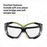 3M SF410AS-FM SecureFit Safety Glasses, Indoor/Outdoor Mirror Anti-Scratch Lens, Green/Black Frame, Removable Foam Gasket, ANSI Z87 UV Protection (7100112223) (20 Pack) - 7