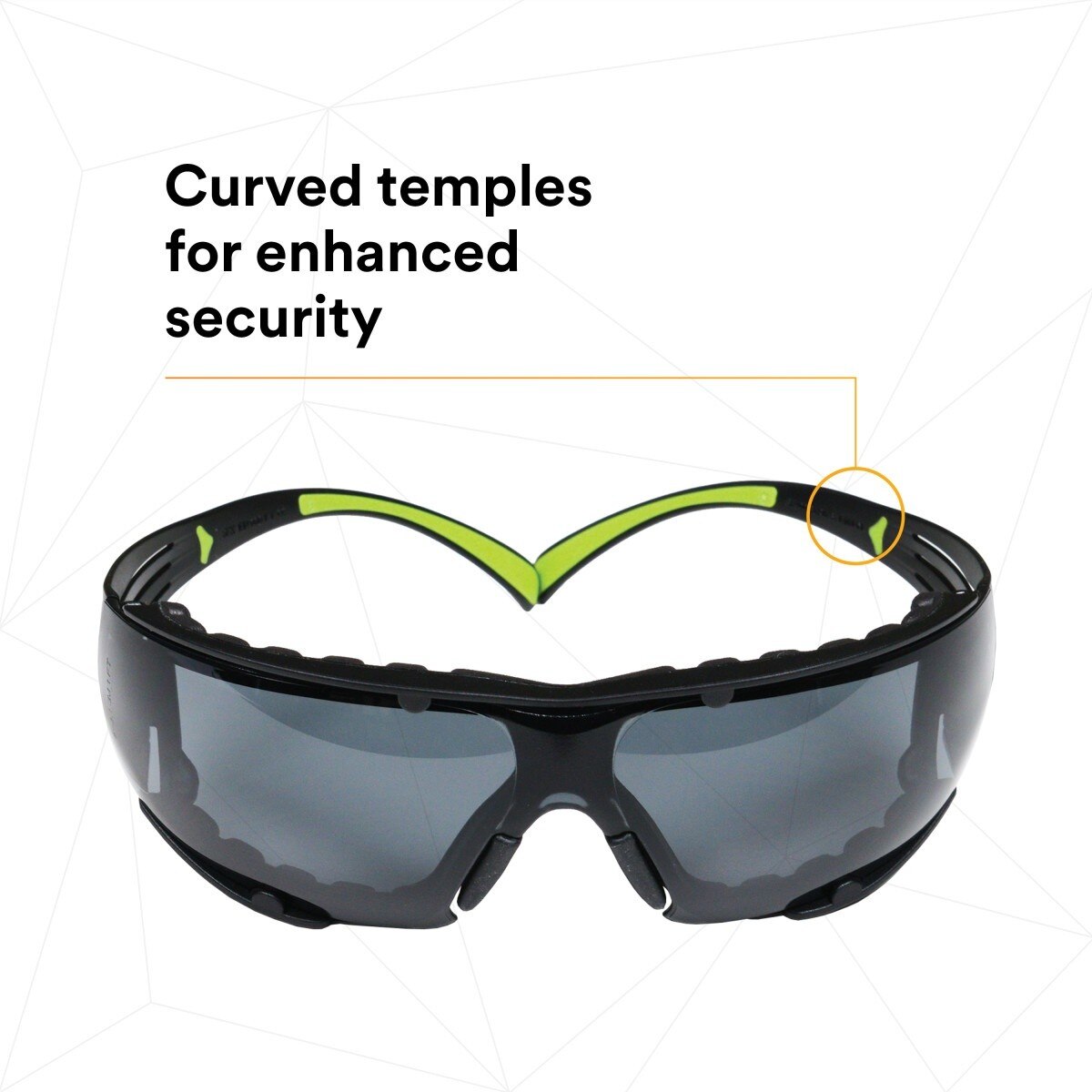 3M SecureFit Safety Glasses, Z87 Plus Anti-Fog Anti-Scratch Gray Lens, Green Black Frame, Removable Foam Gasket, Polycarbonate, UV Protection (SF402AF-FM) (7100112244) (20 Pack) - 5