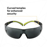 3M SF402AF SecureFit 400 Series Safety Glasses, Anti Fog Anti Scratch, Gray Lens, Black Green Frame (7100112433) (20 Pack) - 5