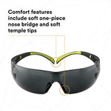 3M SF402AF SecureFit 400 Series Safety Glasses, Anti Fog Anti Scratch, Gray Lens, Black Green Frame (7100112433) (20 Pack) - 7