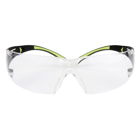 3M SF401AF SecureFit Safety Glasses, 400 Series, Clear Lens, Anti-Fog Anti-Scratch, Green/Black Frame, Polycarbonate, ANSI Z87, UV Protection (7100112435) (20 Pack)