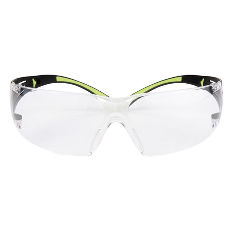 3M SF401AF SecureFit Safety Glasses, 400 Series, Clear Lens, Anti-Fog Anti-Scratch, Green/Black Frame, Polycarbonate, ANSI Z87, UV Protection (7100112435)