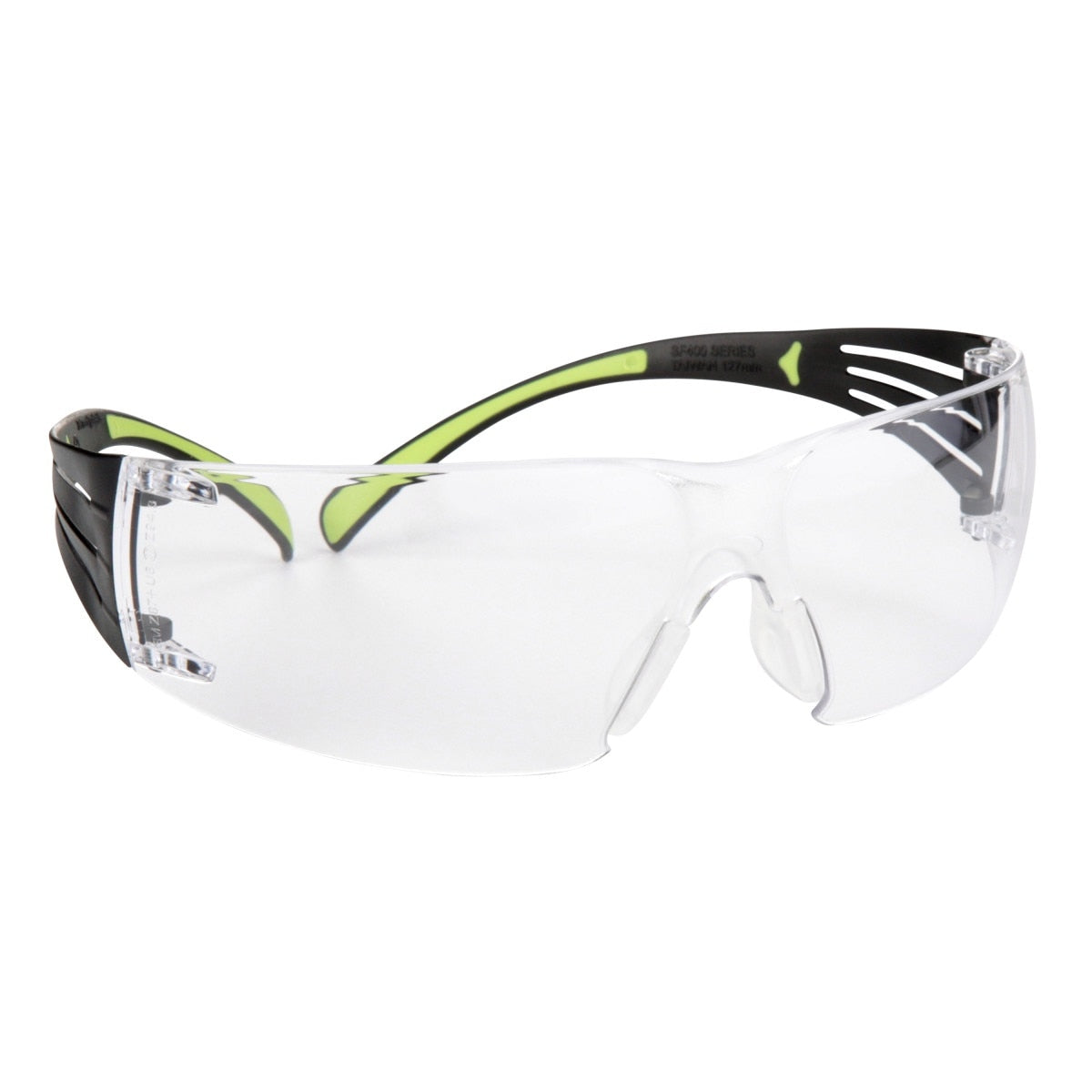3M SF401AF SecureFit Safety Glasses, 400 Series, Clear Lens, Anti-Fog Anti-Scratch, Green/Black Frame, Polycarbonate, ANSI Z87, UV Protection (7100112435) - 3