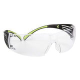 3M SF401AF SecureFit Safety Glasses, 400 Series, Clear Lens, Anti-Fog Anti-Scratch, Green/Black Frame, Polycarbonate, ANSI Z87, UV Protection (7100112435) - 3