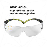 3M SF401AF SecureFit Safety Glasses, 400 Series, Clear Lens, Anti-Fog Anti-Scratch, Green/Black Frame, Polycarbonate, ANSI Z87, UV Protection (7100112435) - 6
