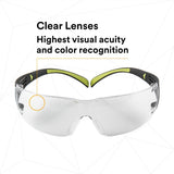 3M SF401AF SecureFit Safety Glasses, 400 Series, Clear Lens, Anti-Fog Anti-Scratch, Green/Black Frame, Polycarbonate, ANSI Z87, UV Protection (7100112435) - 6