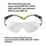 3M SF401AF SecureFit Safety Glasses, 400 Series, Clear Lens, Anti-Fog Anti-Scratch, Green/Black Frame, Polycarbonate, ANSI Z87, UV Protection (7100112435) - 7
