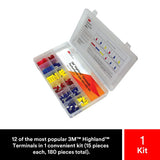 3M HTK-1 Highland Terminal Kit with vinyl insulated ring fork butt splice and disconnect terminals (7100112734) (180 Pieces) (4 Pack) - 3