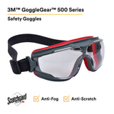 3M GG501NSGAF GoggleGear 500 Series Safety Goggles Clear Anti Fog Lens Neoprene Strap (7100112956) (10 Pack) - 6