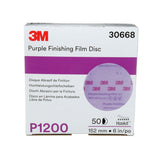 3M 260L 30668 Hookit Purple Finishing Film Abrasive Disc, Aluminum Oxide, P1200, Purple, 6 in, Clear Coat Sanding (7100122780) (200 Pack) - 10