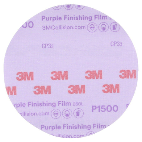 3M 260L 30667 Hookit Purple Finishing Film Abrasive Disc, P1500, Purple, 6 in (7100122795) (200 Pack)